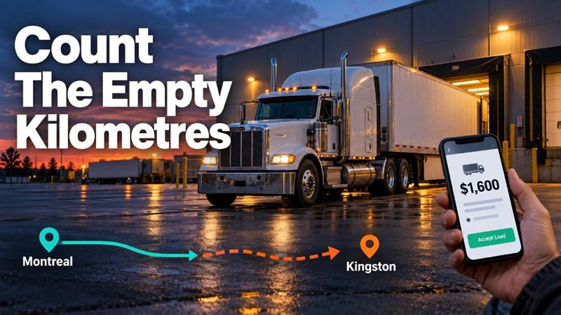 The load pays $1,600. The empty kilometres still cost you. Count the full trip before you book.